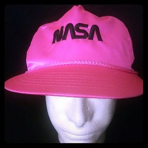 Vintage NASA spellout neon link satin trucker hat